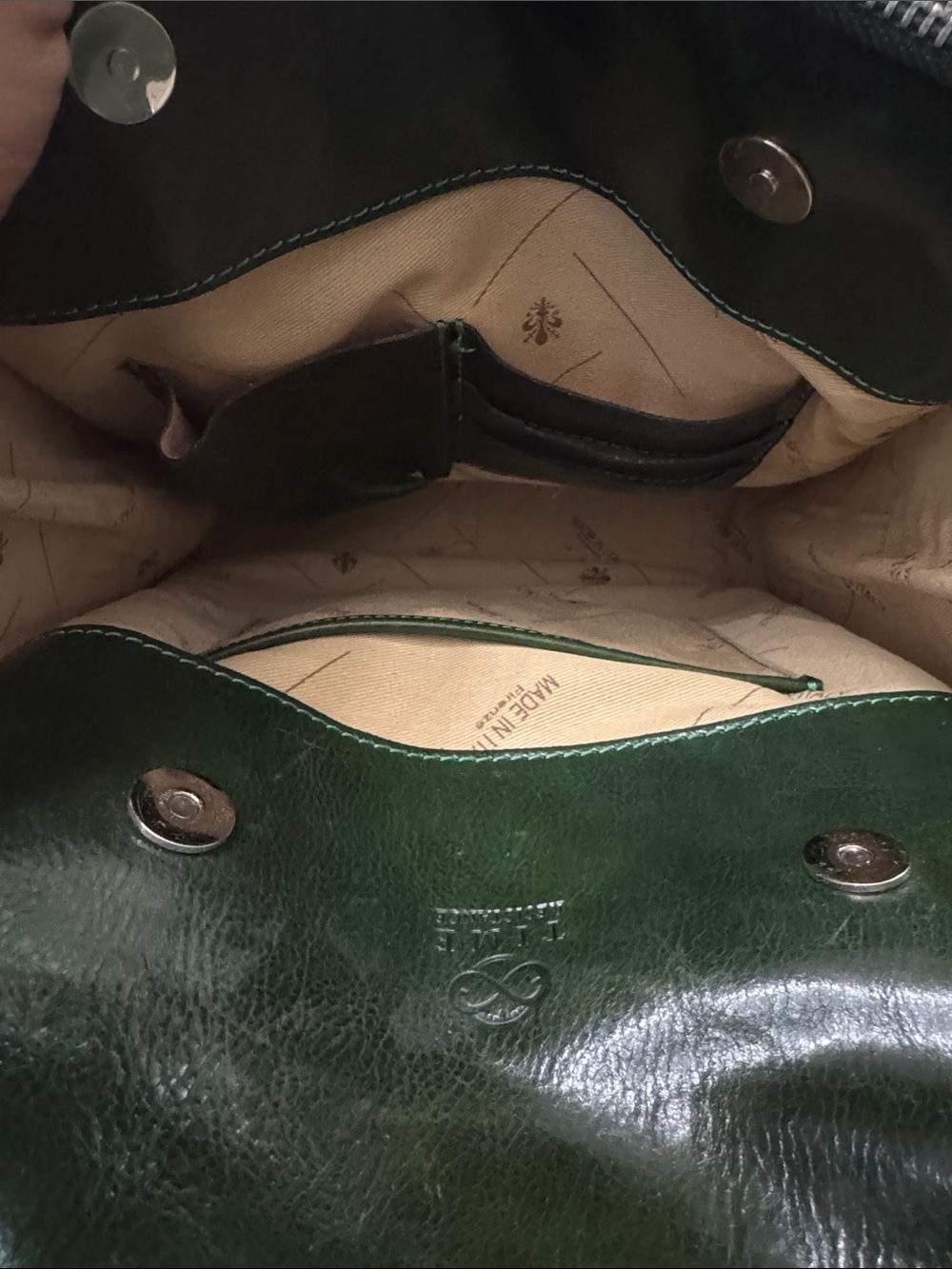 Time Resistance Green Leather Backpack - Picture 8 of 10
